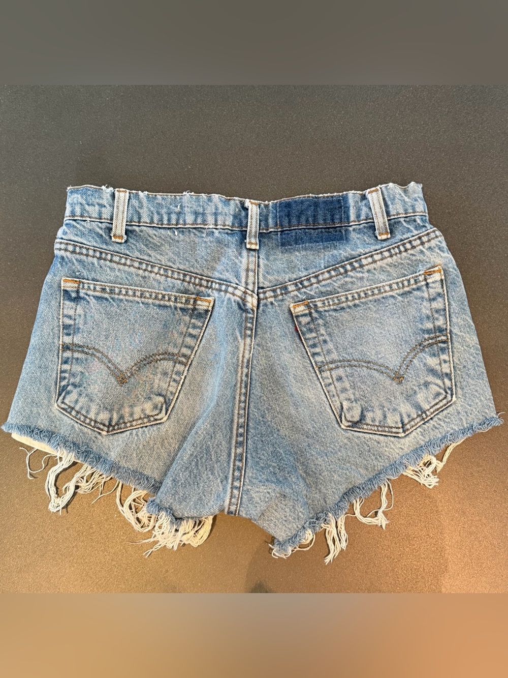 High-Rise Distressed Light Blue Denim Shorts - Women's Jean Shorts - Picture 2 of 3